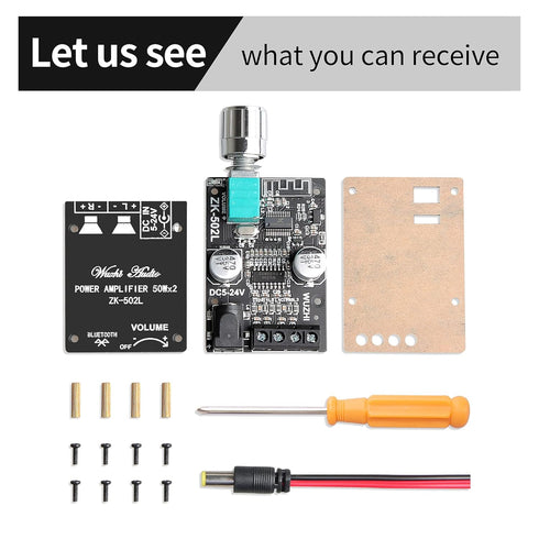 Mini Bluetooth Amplifier Board Class D AMP Module for DIY Wireless Speaker (ZK-502L)...