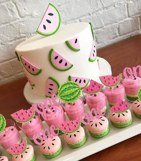 JeVenis 25 PCS Watermelon Cupcake Topper One in a Melon Cupcake Topper One in a Melon Party Decoration Watermelon Party Supplies...