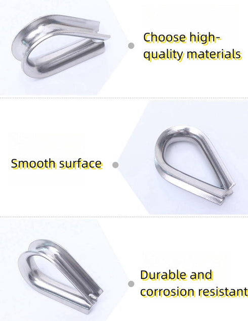 15 PCS M3 Stainless Steel Thimble for 1/8 Inches Diameter Wire Rope - Heavy-Duty Rigging Hardware Kit for Construction, Home Improvement, and Outd...