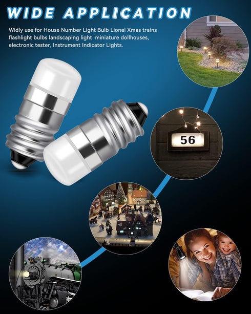 Keiurot 1487 1447 Bulb 1446 1449 E10 Led Bulb House Number Light Bulb Address Lights 10V-30Volt Train Bulbs, Flashlight Bulb, Landscaping Light Wa...