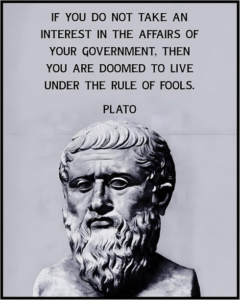 Posterizer 1 pcs-Take Interest In Your Government-Plato-Motivational & Inspirational Art-Gift for Patriots, America Fans-Decor for Home & Office- ...