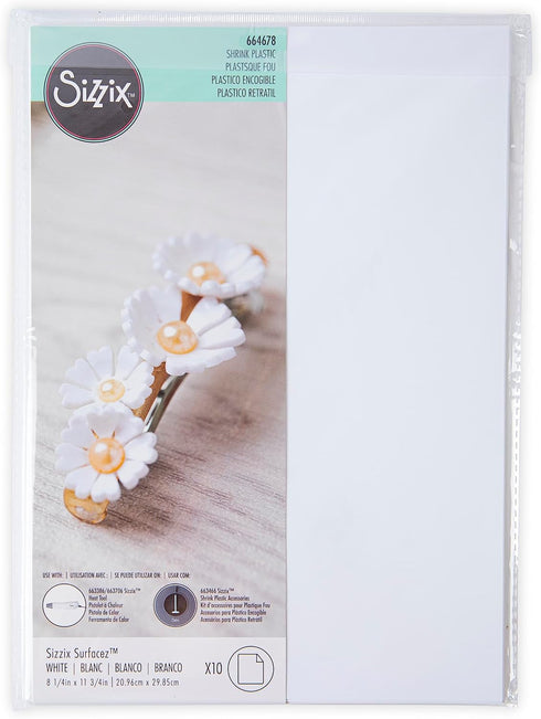 Sizzix Surfacez 664678, 10 Pack, White Shrink Plastic, 10 Count...