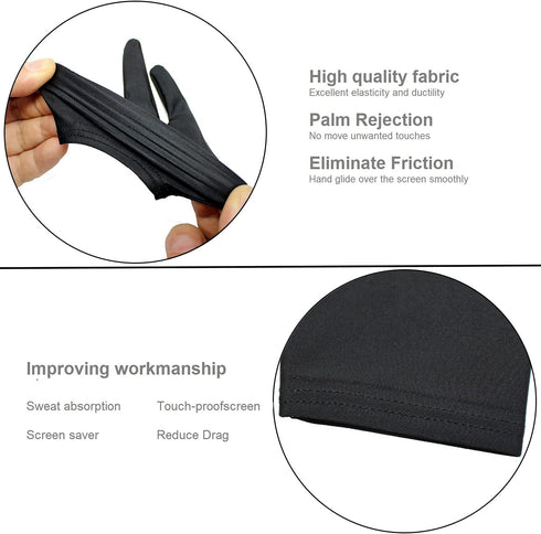 Drawing Glove, Digital Art Glove for Graphic Tablet, Artist Gloves with Two Fingers for iPad, Paper Sketching, Smudge Guard, Palm Rejection, Suita...