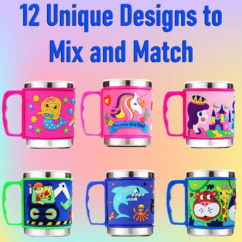 F-32 12 Oz Kids Stainless Steel Butterflies 3D Mug with 2 Pack Slider Closure Lids - Eco-Friendly - BPA Free Signature Collection (Butterflies)...
