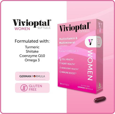 Vivioptal Women 30 Softgels - Multivitamin & Multimineral Supplement - CoQ10 & Omega 3...