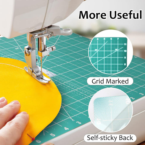 Free Motion Quilting Slider Mat with Tacky Back 12’’ x 20’’, Self-Sticky Quilting Accessory Slip Mat, Help Easy Sewing Mat with Grid Marked - 1 Pi...