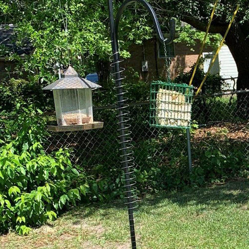 2 PCS Metal Squirrel Baffle, Squirrel Barrier Spring Coil Guard Protects Hanging Bird Feeders for Outdoor Poles...