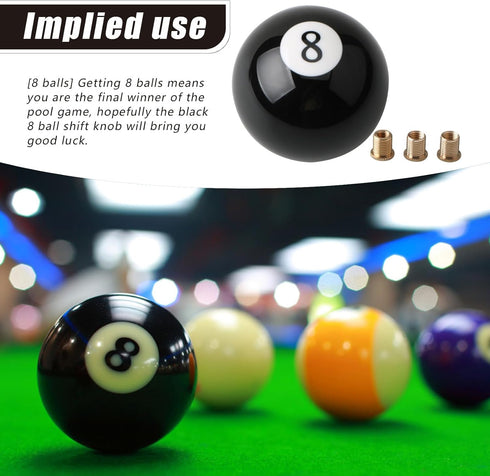 Pack-1 Car Spherical Shift Knob, Round 8 Ball Billiard Car Shift Knob with Adapters, Car Modification Gear Lever Kit, Universal for Most Cars, Tru...