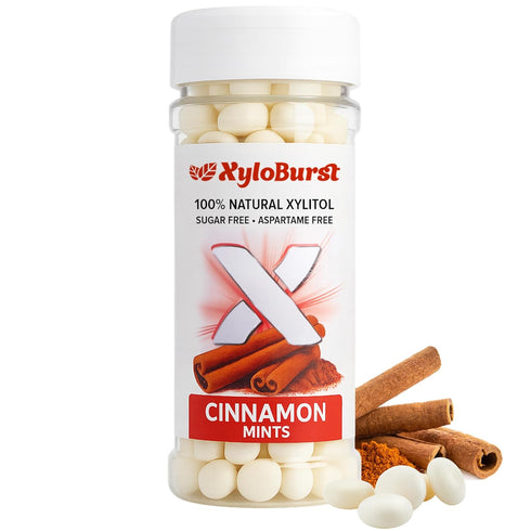 XyloBurst - Xylitol Mints | Sugar Free Breath Mints for Oral Health | Gluten Free, Vegan, Keto Friendly | Aspartame Free Mint | Cinnamon | 200 Cou...