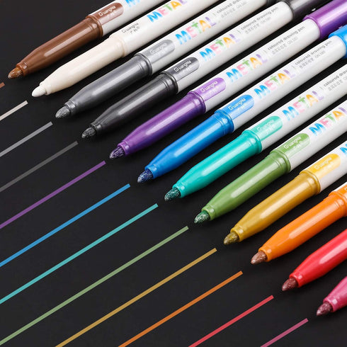 Sunshilor Metallic Markers Medium Point Metallic Marker Pens for Black Paper, Rock Painting, Easter Egg, Halloween Pumpkin, Card Making, Signature...