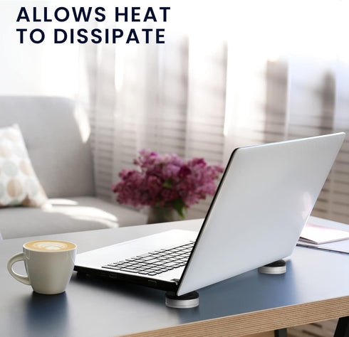 kwmobile Laptop Riser Pads for Laptop/Notebook/Ultrabook Laptops - Under Laptop Feet Stand for Better Ventilation - Black/Silver...