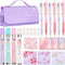 Crtiin 74 Pcs Kawaii Cherry Blossom Stationery Set Japanese Kawaii Pencil Bag Mechanical Pencil Cherry Erasers Pencil Refill and Stickers for Scho...