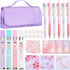 Crtiin 74 Pcs Kawaii Cherry Blossom Stationery Set Japanese Kawaii Pencil Bag Mechanical Pencil Cherry Erasers Pencil Refill and Stickers for Scho...