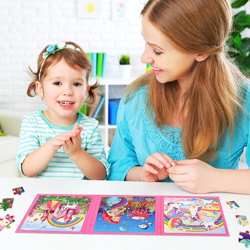 3 otters Magnetic Puzzles for Toddlers, Magnetic Travel Puzzles Book Fairytale Wooden Magnetic Puzzles for Toddlers Road Trip...
