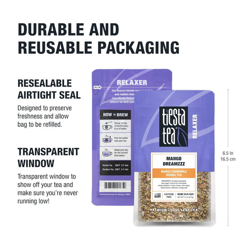 Tiesta Tea - Mango Dreamzzz Chamomile Loose Leaf Herbal Tea, Relaxing Chamomile & Lemongrass Blend, Caffeine-Free, Brew Hot or Iced, Makes Up to 2...