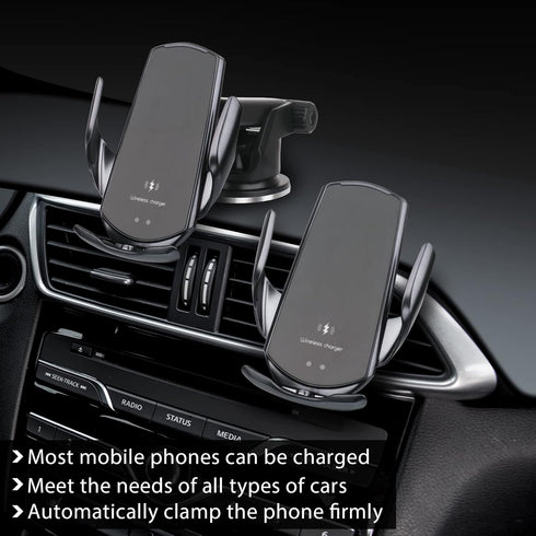 Wireless Car Charger,15W Qi Fast Charging, Automatic Sensor Auto-Clamping Car Phone Holder, Windshield Dashboard Air Vent Car Phone Mount, Q3-US...