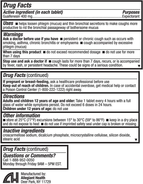 HealthA2Z® Mucus Relief | Guaifenesin 400mg | Immediate Release | Expectorant (60 Counts)...