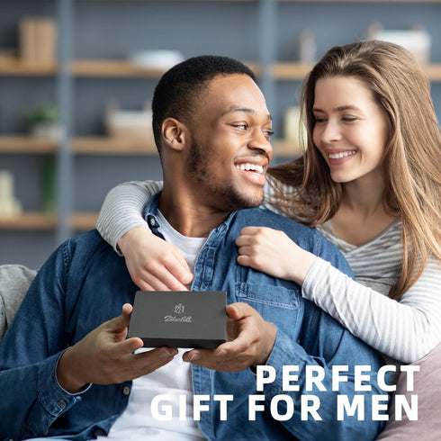 Zitahli Slim Wallet for Men Gifts 12 Card Slots ID Window With Money Clip Minimalist RFID Front Pocket Bifold Leather Small Thin Gift Box Dad Birt...