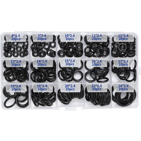 Gelisen 220Pcs Nitrile Rubber O-Rings Kit Thickness 2.4mm 15 Size Universal NBR Metric Washer Gasket Assortment Set for Automotive Faucet Pressure...