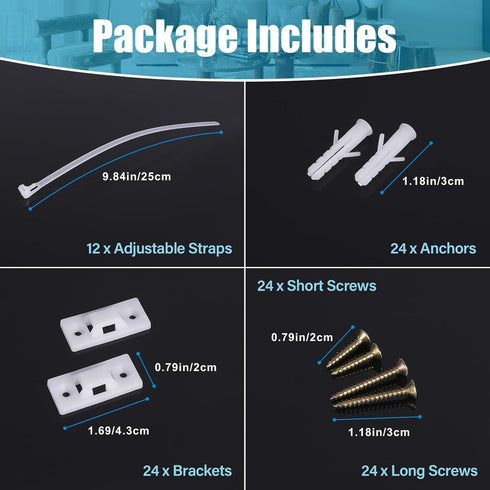 12 Pairs Furniture Anchors for Baby Proofing Anti Tip Child Safety Cabinet Straps to Help Furniture Secure to Wall Baby Proof Anchoring Kit for Sh...