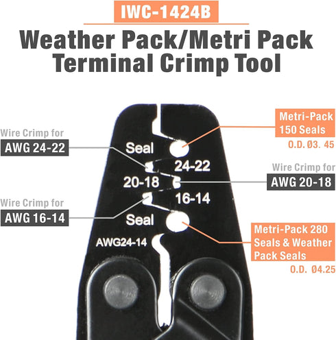 iCrimp Delphi Weather Pack Crimper, Metri Pack Crimping Tool, Wire Crimper for Sealed Weatherproof Automotive Electrical Connectors AWG14 to AWG24...