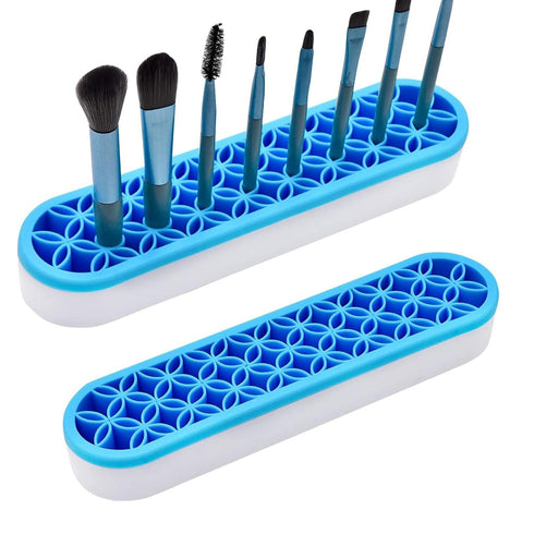 TANG SONG 2 PCS Silicone Make up Brush Holder Cosmetic Storage Box Desktop Organizers (Blue)...