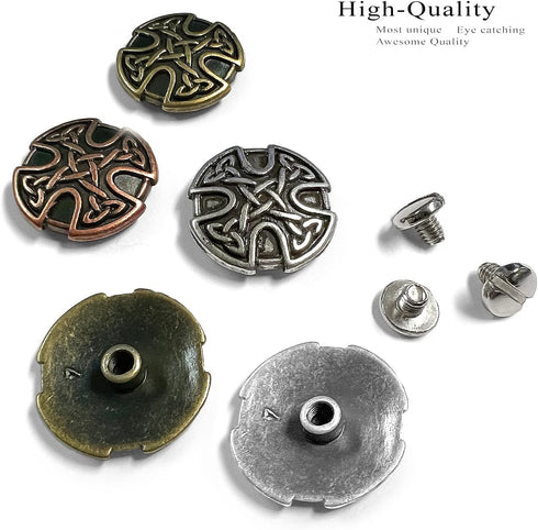 BS9977 Screw Back Celtic Cross Conchos 1" (25mm) Antique Copper Celtic Concho 10 pcs...