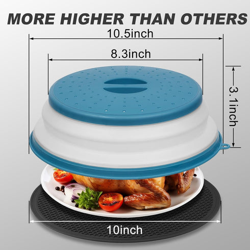 4 in 1,WENWELL Vented Collapsible Microwave Splatter Cover & Mat,Kitchen dish bowl Plate lid for Food,Dishwasher-Safe,BPA-Free Silicone & Plastic...