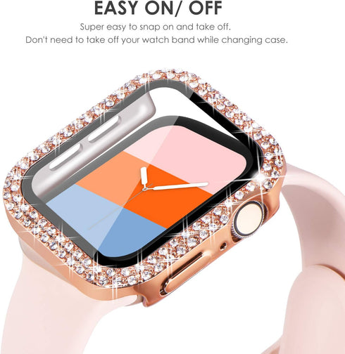 KADES Compatible for Bling Apple Watch Protective Case with Built-in Screen Protector for Apple Watch 40mm iWatch Series SE SE2022 6 5 4 (40mm, Ro...
