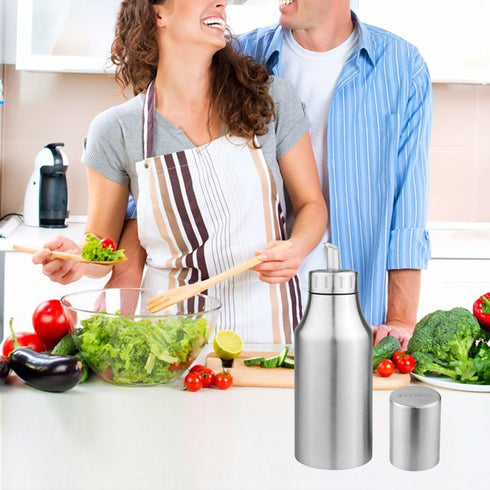 Flyboo Olive Oil Dispenser 34oz Oil Bottle Stainless Steel Leak Proof Olive Oil Decanter for Kitchen...