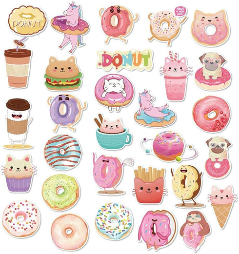 Donut Luggage Stickers(60pcs),Laptop,Skateboard,Notebooks,PVC Waterproof Stickers for Kids,Adults,Cars,Motorcycles,Bicycles...
