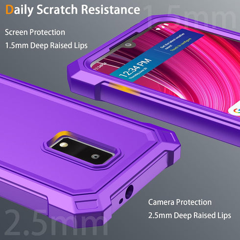 for BLU View 4 Phone Case with Tempered Glass Screen Protector,Slim Soft Silicone Full-Body Protective Case for BLU View 4 (B135DL) (Purple)...