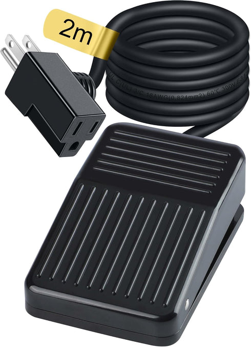 Foot Switch Normally Off Press and Hold to ON 6.6FT UL Cable & Plug, Dead Man Pedal Momentary 15A 250VAC US 3-Prong Piggyback for Lichtenberg Mach...