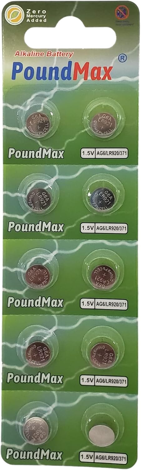 AG6 LR920/371 Batteries 1.5v Alkaline Button Cell Battery - 10 Count...