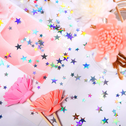 Hestya 60g Star Confetti Glitter Table Confetti Metallic Foil Stars for Party Wedding Festival Decorations(Holographic Silver,10mm and 6mm)...