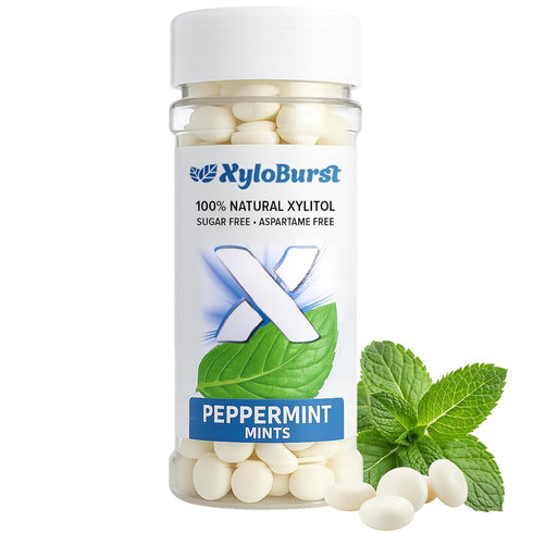 XyloBurst - Xylitol Mints | Sugar Free Breath Mints for Oral Health | Gluten Free, Vegan, Keto Friendly | Aspartame Free Mints | Peppermint | 200 ...