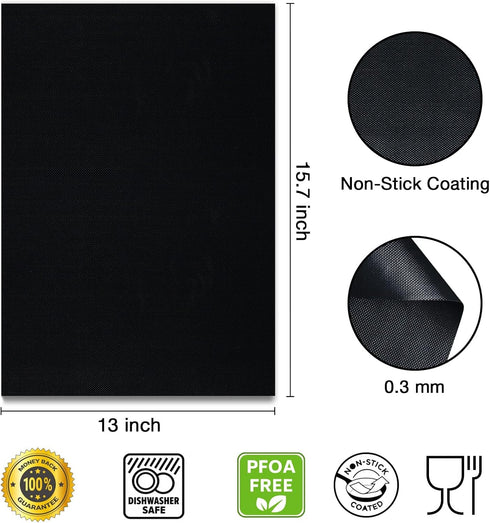 Grill Mats for Outdoor Grill Set of 7 Black Grilling Mats Grill Tools BBQ Accessories Non-Stick Heavy Duty Teflon Grill Sheets for Charcoal Grill ...