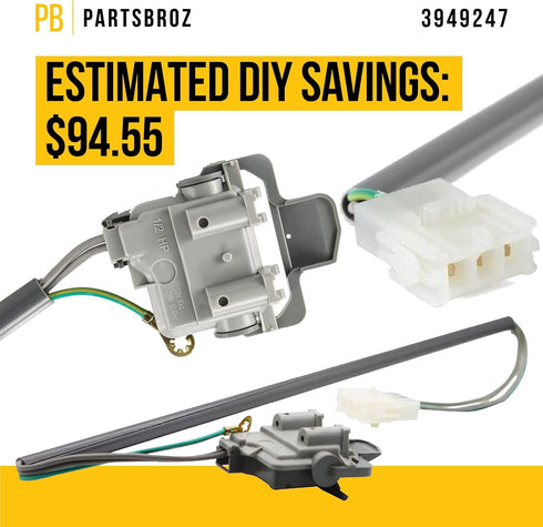 3949247V 3949247 Washer Lid Switch by PartsBroz - Compatible Estate Kenmore KitchenAid Roper Whirlpool Washing Machine Door Switch - Replaces AP5983746 4248251 PS11722098 - Upgraded Tested Model