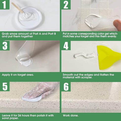 Quartz Countertop Repair Kit, Granite & Marble Chip Repair Kit, Quartz Chip Repair Kit, Suitable for Quartz Stone, Granite, Marble and Other Stone...