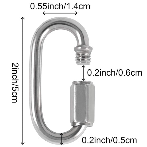 20 Pack M5 3/16 Inch Quick Link, 648 Lbs Stainless Steel Threaded Chain Connector Heavy Duty D Shape Locking Repair Link for Backpack DIY Accessor...