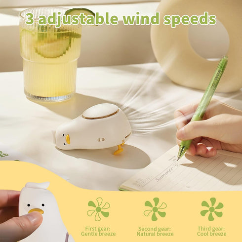 LIE-IN-PEACE DUCK Portable Neck Fan, Hanging Neck Fan with Adjustable Lanyard, USB Rechargeable 3 Wind Speed Personal Fan, Hands Free Bladeless Fa...