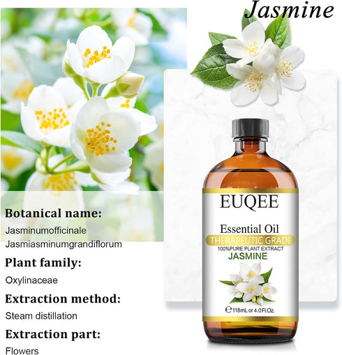 Jasmine Essential Oil 118ml Premium Jasmine Oil for Aromatherapy, Diffuser, DIY Soap, Candle Making - 4Fl Oz...