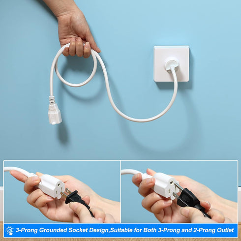 3 Outlet Light Socket Adapter, Convert E26/E27 Bulb Socket to 3 Prong Outlet with Extension Cord, Flexible Light Socket Converter Suitable for Ind...