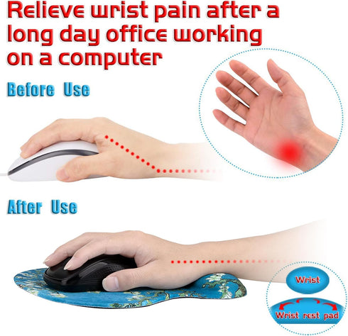 Non Slip Gel Mouse Pad Wrist Support Wrist Rest for Office, Computer, Laptop & Mac - Comfortable & Lightweight for Easy Typing & Pain Relief-Ergon...