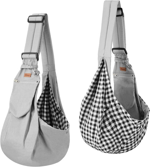CUBY Dog and Cat Sling Carrier - Hands Free Reversible Pet Papoose Bag - Soft Pouch and Tote Design - Adjustable - Suitable for Puppy, Small Dogs,...