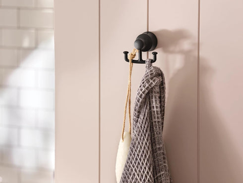 Moen YB2103BL Dartmoor Double Robe or Towel Hook, Matte Black...