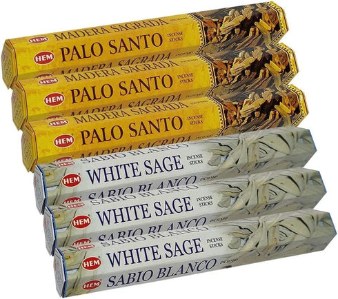 White Sage Incense Sticks and Hem De Palo Santo Incense Sticks with Incense Holder Bundle for Smudging Smudge kit Natural Inciensos Aromaticos Hom...