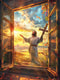Beaudio Religious Theme Series Diamond Painting Kits for Adults- Jesus Holding The Cross Outside The Window - DIY Round Full Drill 5D Diamond Art ...