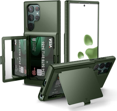 WeLoveCase Samsung Galaxy S22 Ultra Case Wallet Case with Credit Card Holder & Hidden Mirror, All-Round Protection Shockproof Phone Cover Designed...