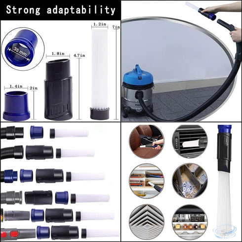 Universal Vacuum Attachment Kit Wet Dry Plastic Vacuum Hose Adapter 1-1/4" Vacuum Cleaners Accessories with Horse Hair Brush Extension Wand Flexib...